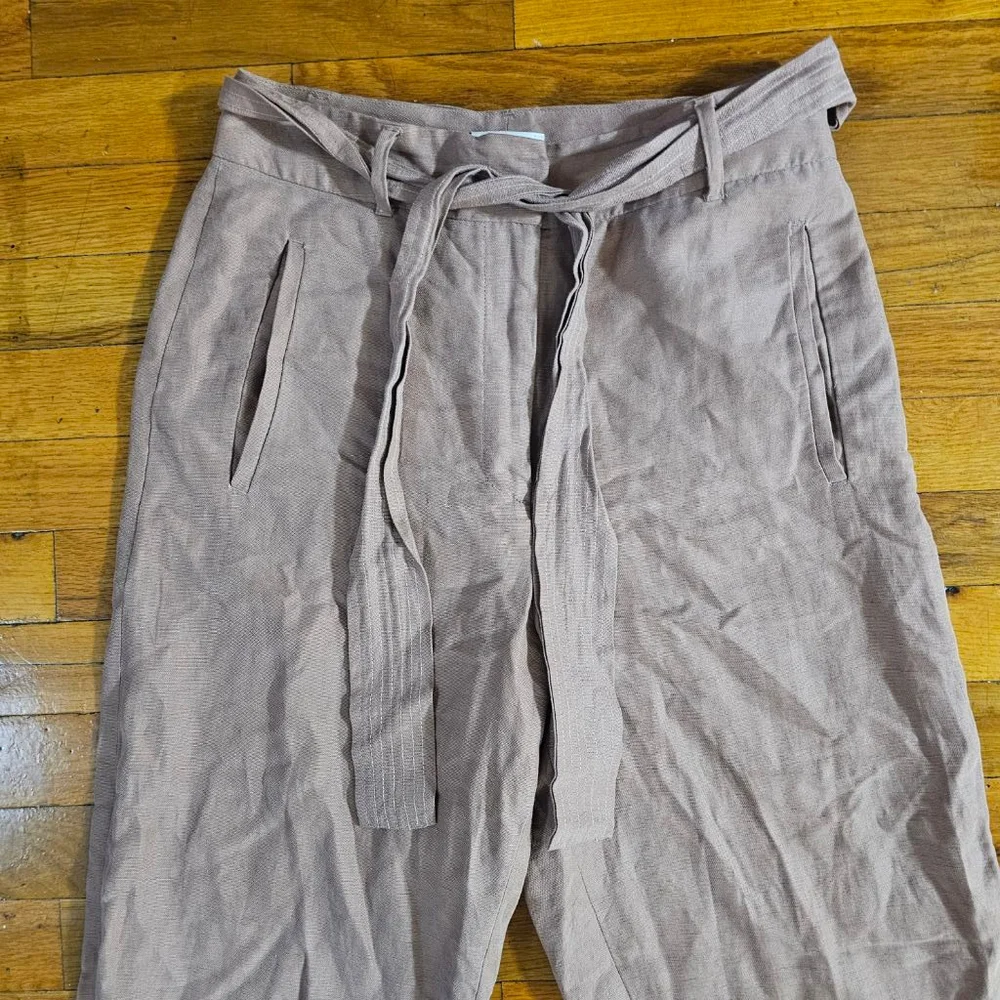 Aritzia Babaton Wide Leg Trouser Linen Blend Women's Size 8